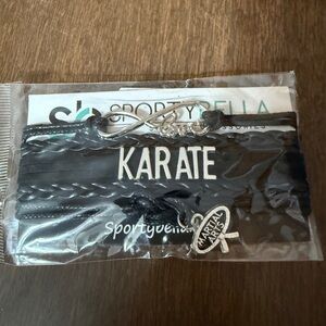 Sporty Bella Karate Infinity Love Charm Rope Bracelet Black & Silver Tone